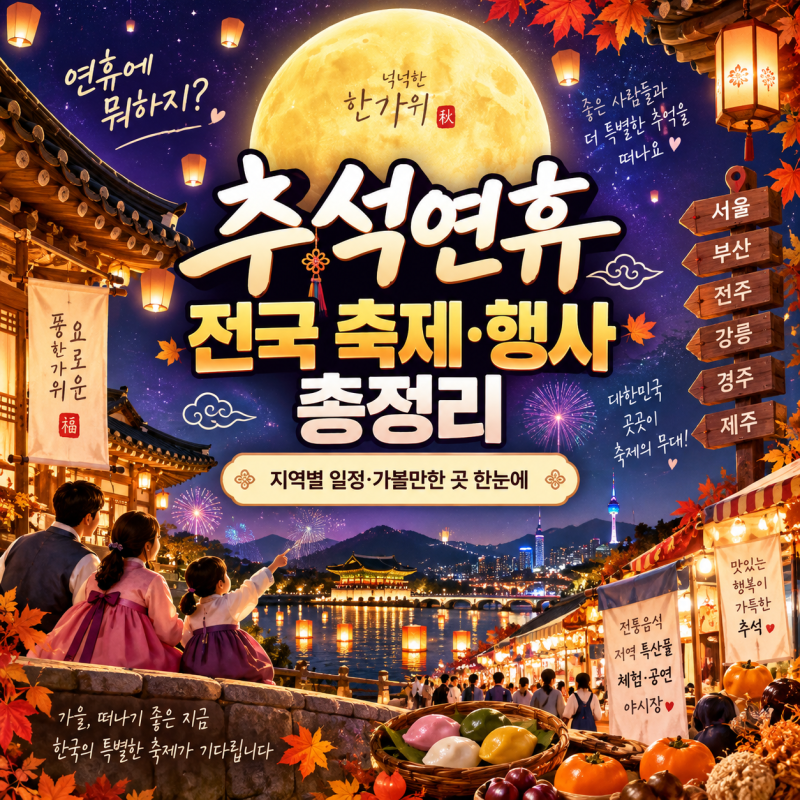 2026년 추석 연휴 전국 축제·행사 총정리｜연휴에 어디 갈지 고민이라면