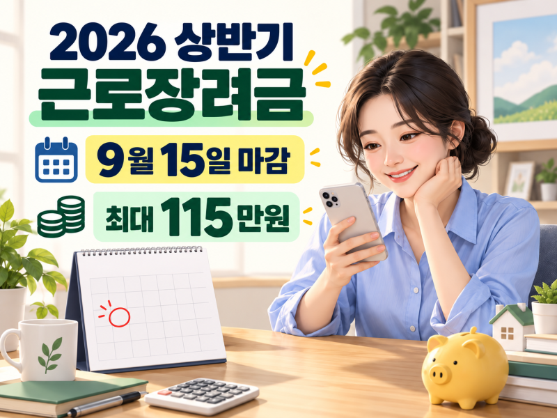 2026 상반기 근로장려금 신청｜9월 15일 마감·대상·지급일·최대 115만원