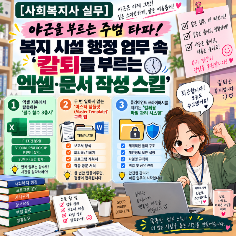 [사회복지사 실무] 사회복지 시설 행정 업무 속 ‘칼퇴를 부르는 엑셀·문서 작성 스킬’