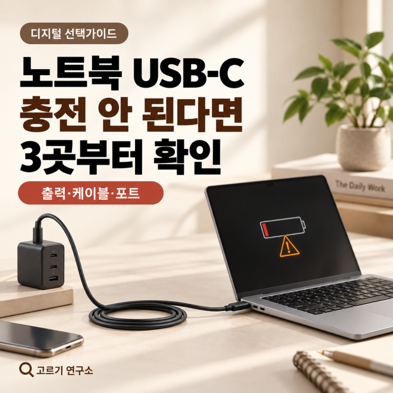 노트북 USB-C 충전 안 됨·느린 충전 원인