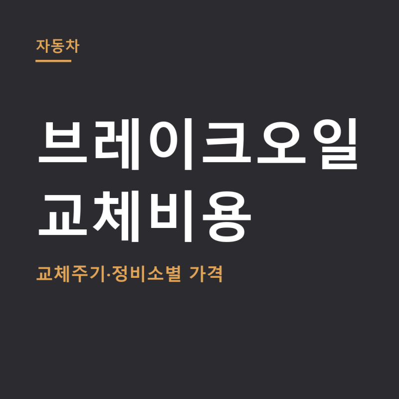 브레이크오일 교체비용 총정리 (+교체주기, 정비소별 가격)