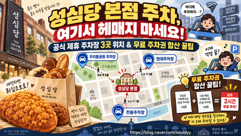 대전 성심당 본점 주차장 위치 요금 및 2시간 무료 주차권 합산 이용 꿀팁 총정리