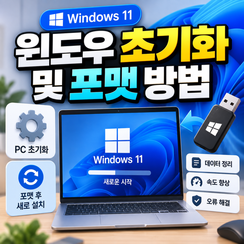 윈도우11 PC초기화 및 컴퓨터 포맷 방법, 초보자도 따라하는 (데이터 주의)