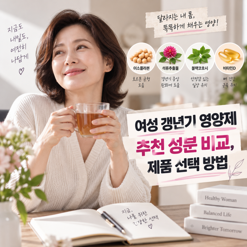여성 갱년기 영양제 추천 성분 비교, 제품 선택 방법