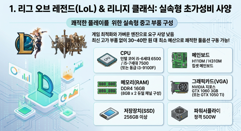 게임용 중고컴퓨터 추천(롤,리니지클래식,오버워치,배그)시흥시 정왕동위치