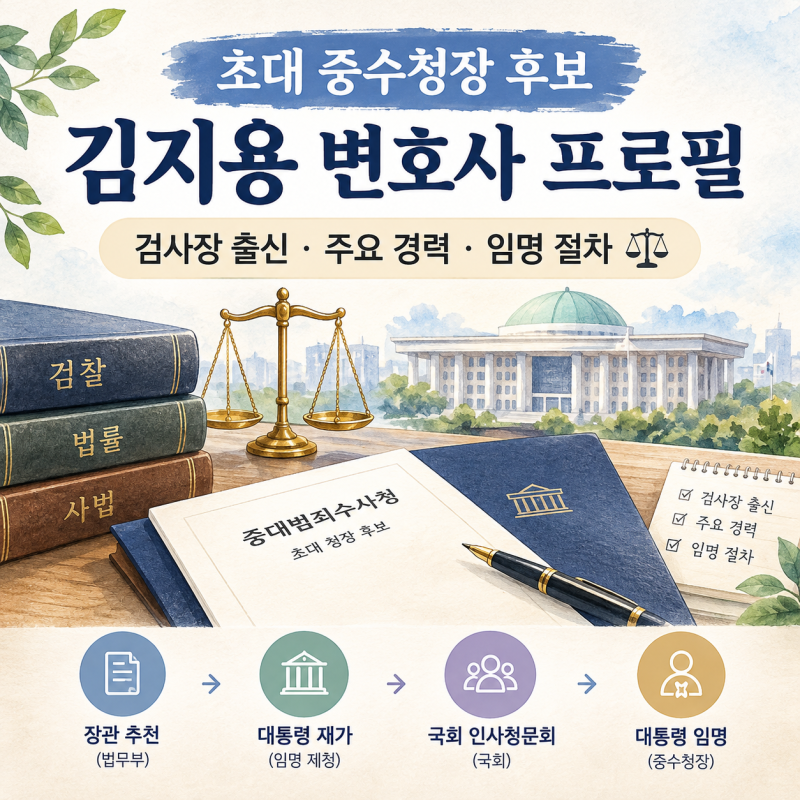 초대 중수청장 후보 김지용 변호사 프로필, 검사장 출신 주요 경력과 중수청장 임명 절차