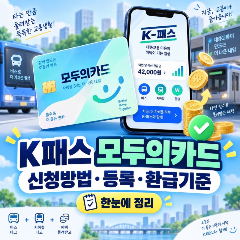 K패스 모두의카드 신청방법과 카드 등록 및 환급기준 완벽 정리