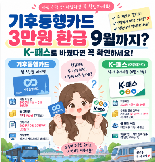 기후동행카드 3만원 환급 9월까지? K패스 전환했다면 꼭 확인하세요⭐⭐⭐⭐⭐