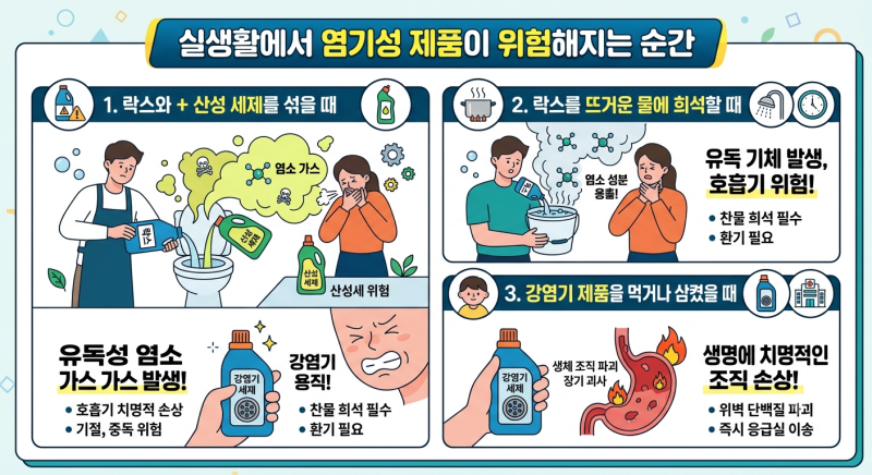 [건강] 락스·배수구 세정제 속 '염기성'의 위험성과 올바른 사용법 (서울대 명의X화학자 분석....