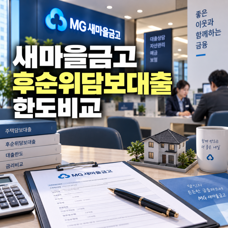 새마을금고후순위담보대출 기존 주담대 있어도 지점별 금리 한도 알아보는법
