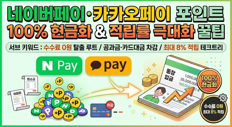 네이버페이·카카오페이 포인트 적립률 극대화와 수수료 0원 100% 현금화 실전 가이드