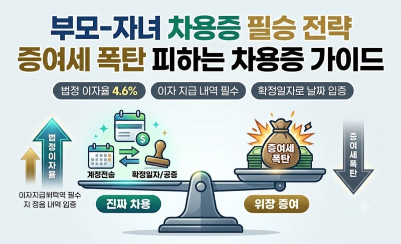 부모-자녀 간 차용증 작성법과 법정 이자율(4.6%) 기준: 증여세 폭탄 피하는 객관적 금융 증빙 ....