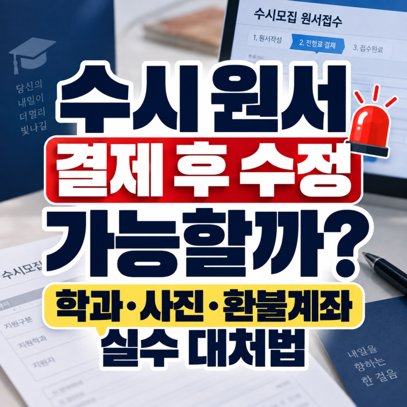 수시 원서 결제 후 수정 가능할까? 학과·사진·환불계좌 잘못 썼을 때 사진·환불계좌 수정 ....