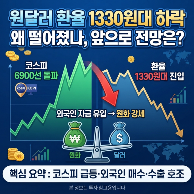 원달러 환율 1330원대 하락｜왜 떨어졌나, 앞으로 전망은?