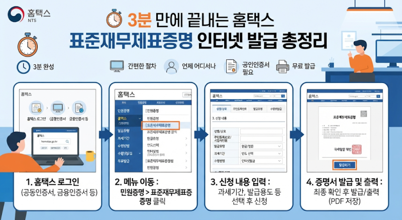 홈택스 표준재무제표증명 발급방법 3분 만에 끝내는 인터넷 발급 총정리