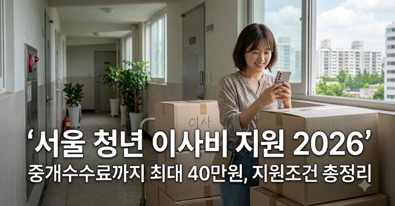 서울 청년 이사비 지원 2026｜중개수수료까지 최대 40만원, 지원조건 총정리