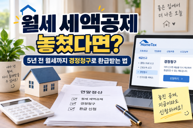 월세 세액공제 놓쳤다면? 5년 전 월세까지 경정청구로 환급받는 법 월세 세액공제 못 받았다....