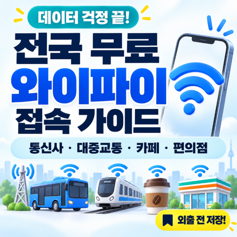 데이터 걱정 끝! 전국 무료 와이파이 비밀번호 총정리 (통신사·대중교통·프랜차이즈)