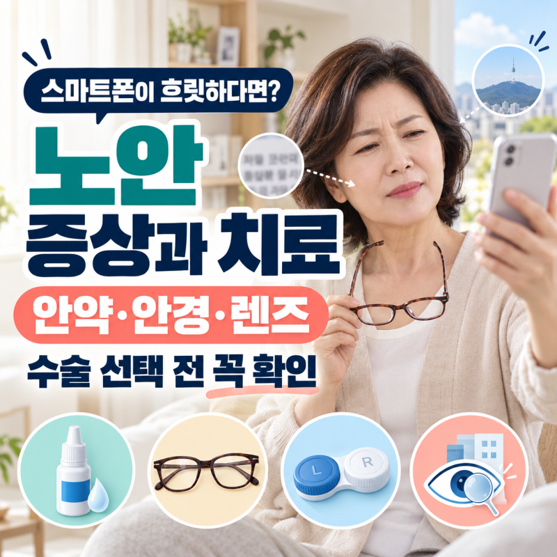 노안 증상과 치료 총정리｜안약·안경·렌즈·라식·렌즈삽입술 선택 방법
