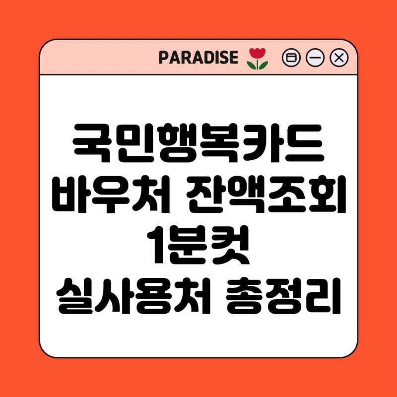 국민행복카드 바우처 잔액 조회 1분 컷 및 실사용처 총정리 (+약국·조리원 가능할까?)