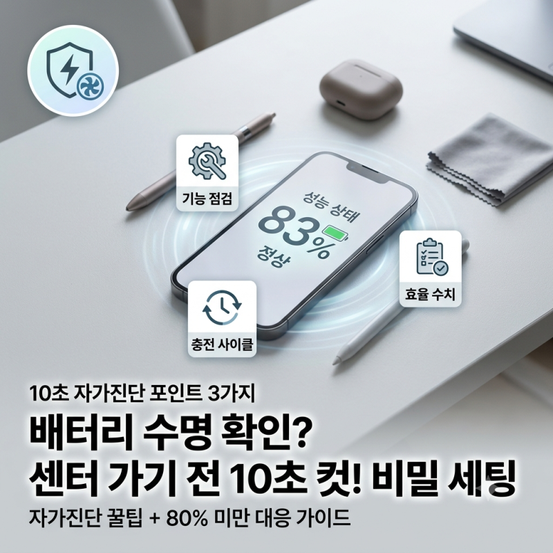 스마트폰 배터리 수명 확인 자가진단 "센터 가기 전에 10초 만에 확인" 성능 상태 측정하는 비....