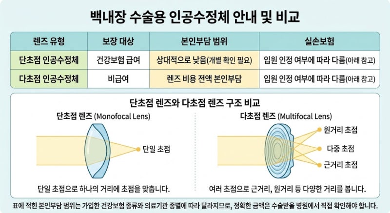 백내장 수술 비용, 렌즈로 얼마나 달라지나
