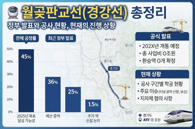 월판선 노선도 (+경강선, 공정률, 개통시기, 급행 및 진행상황 총정리)