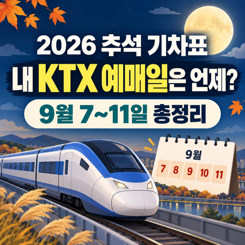 2026 추석 기차표 일반예매 오늘 시작｜KTX 예매일·코레일+ 통합회원·결제기간 총정리