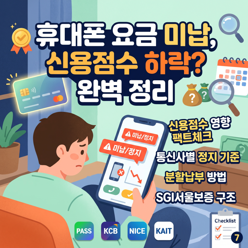 휴대폰 요금 미납 신용점수 진짜 떨어질까? 정지 절차부터 SGI서울보증 구조·분할납부까지 ....