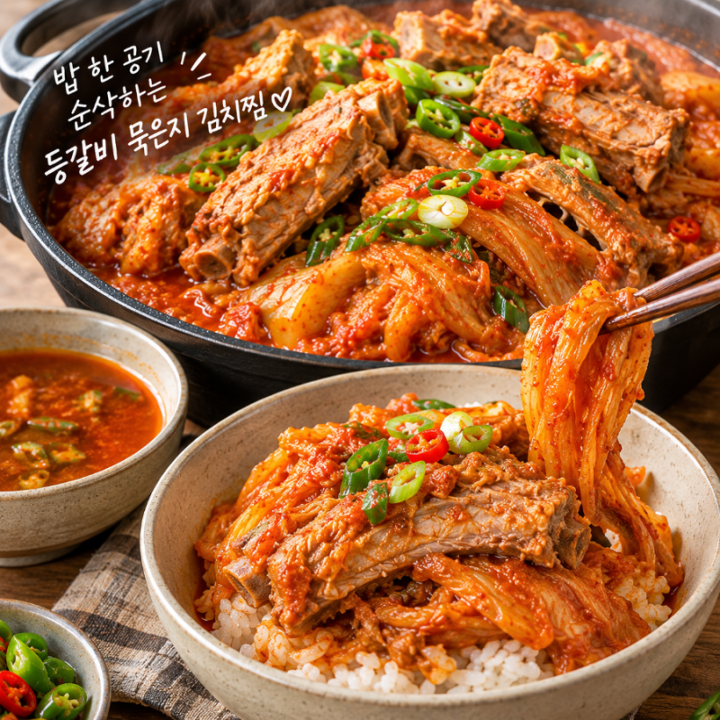 등갈비 묵은지 김치찜 레시피, 밥 두 공기 부르는 등갈비 김치찜