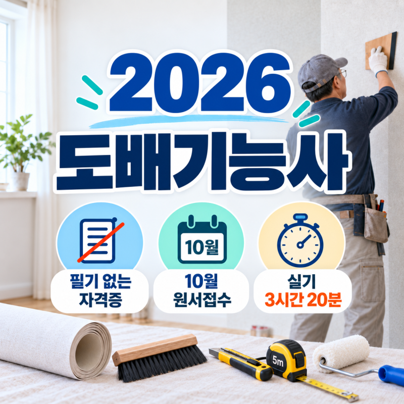 2026 도배기능사 취득방법｜50대·60대 재취업, 필기 없는 자격증·10월 원서접수·실기 3시간 20....