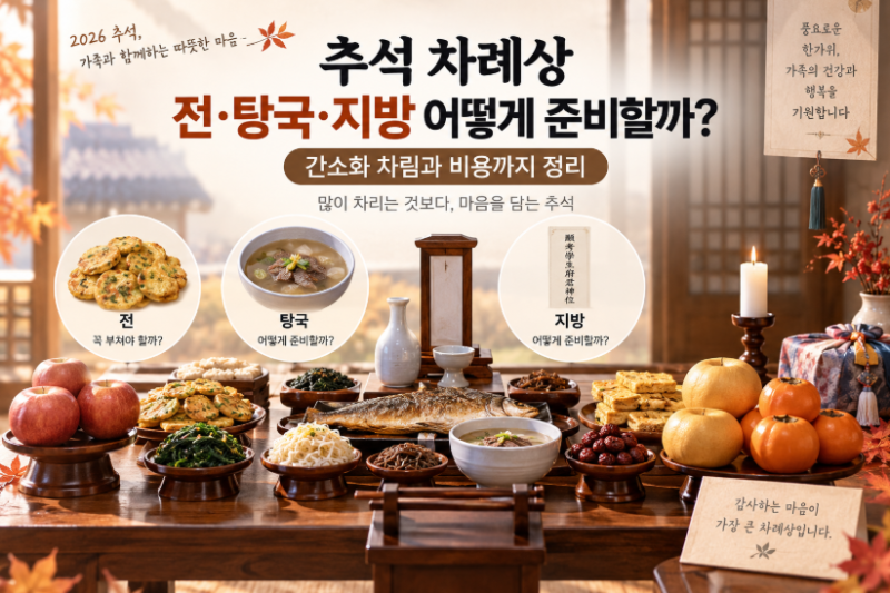 추석 차례상 전·탕국·지방 어떻게 준비할까? 간소화 차림과 비용까지 정리