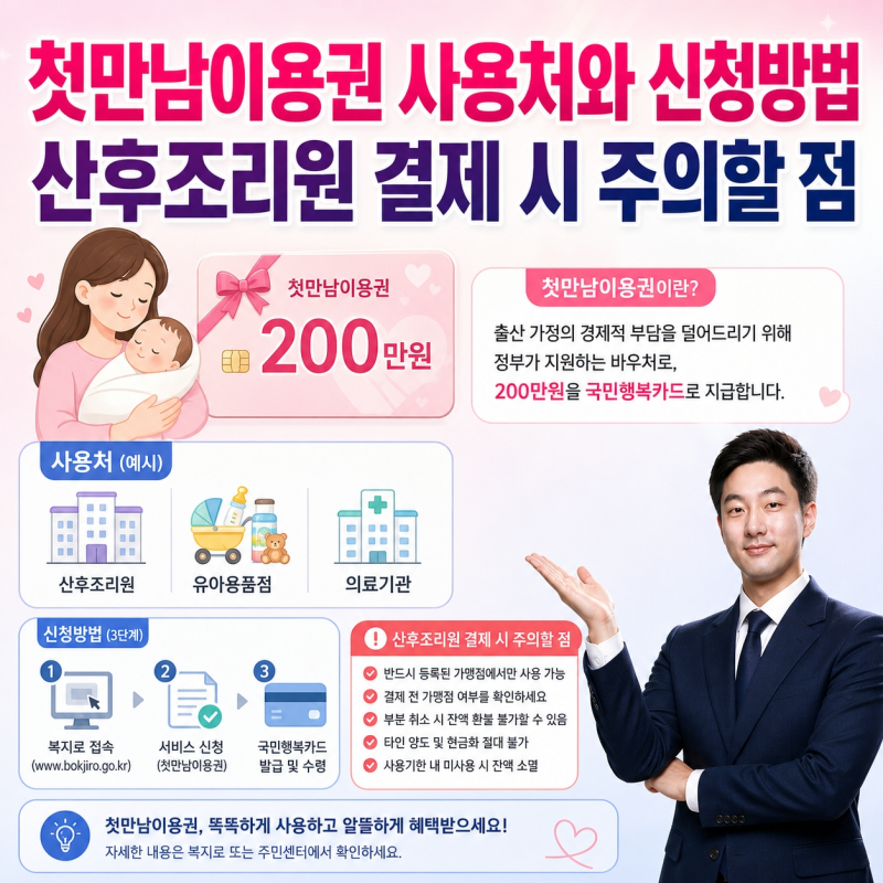 첫만남이용권 사용처와 신청방법 산후조리원 결제 시 주의할 점