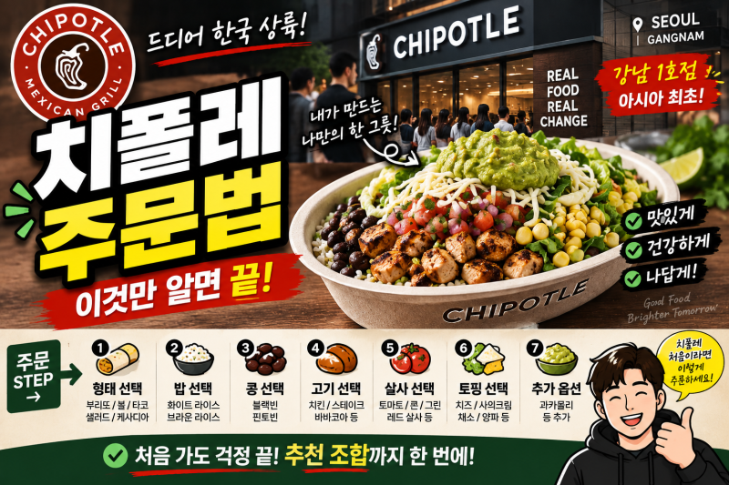 치폴레 주문법 완벽정리｜강남 1호점 처음 간다면 이것만 알면 됩니다!