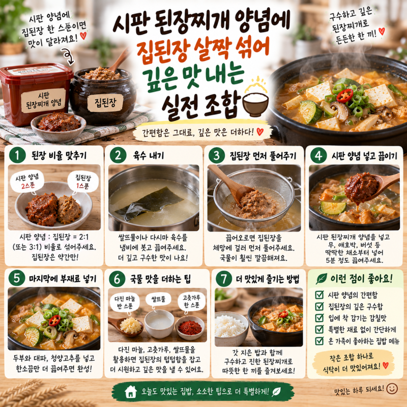 시판 된장찌개 양념에 집된장 살짝 섞어 깊은 맛 내는 실전 조합