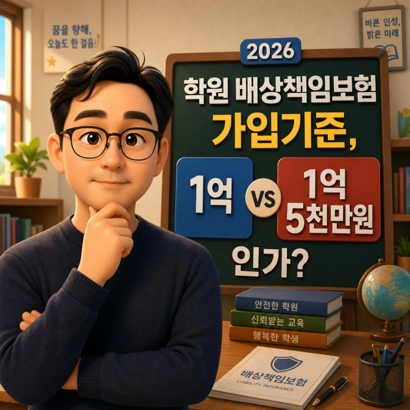 학원 배상책임보험 가입기준, 1억인가 1억 5천만원인가 (2026)