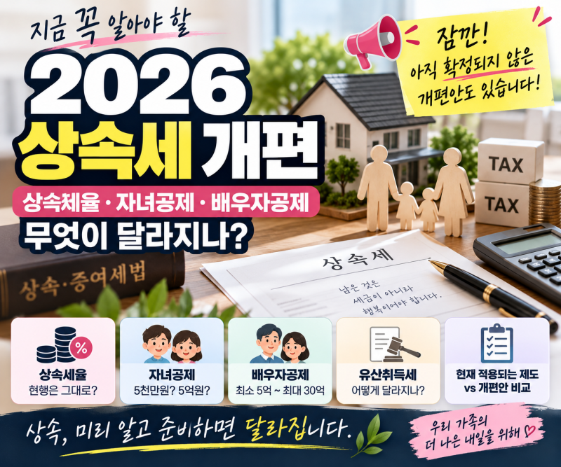2편｜2026 상속세 개편｜상속세율·자녀공제·배우자공제 무엇이 달라지나?