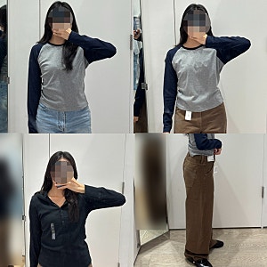 유니클로 가을 신상 입어본 후기 래글런T 후드집업 배럴레그진 사이즈 비교