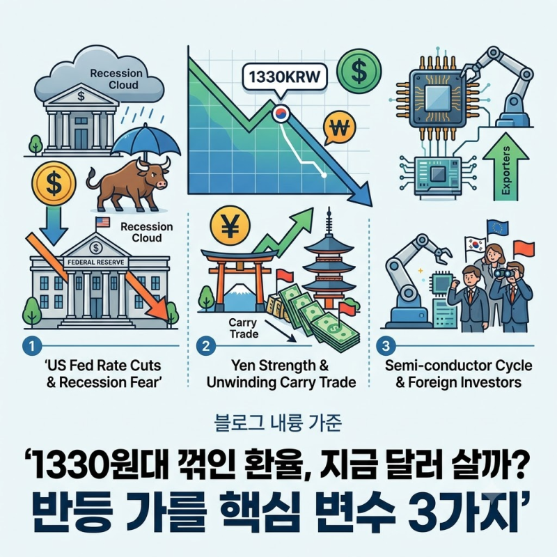 1330원대까지 주1330원대로 꺾인 환율, 지금 달러 사야 할까? 향후 반등을 가를 핵심 변수 3가지