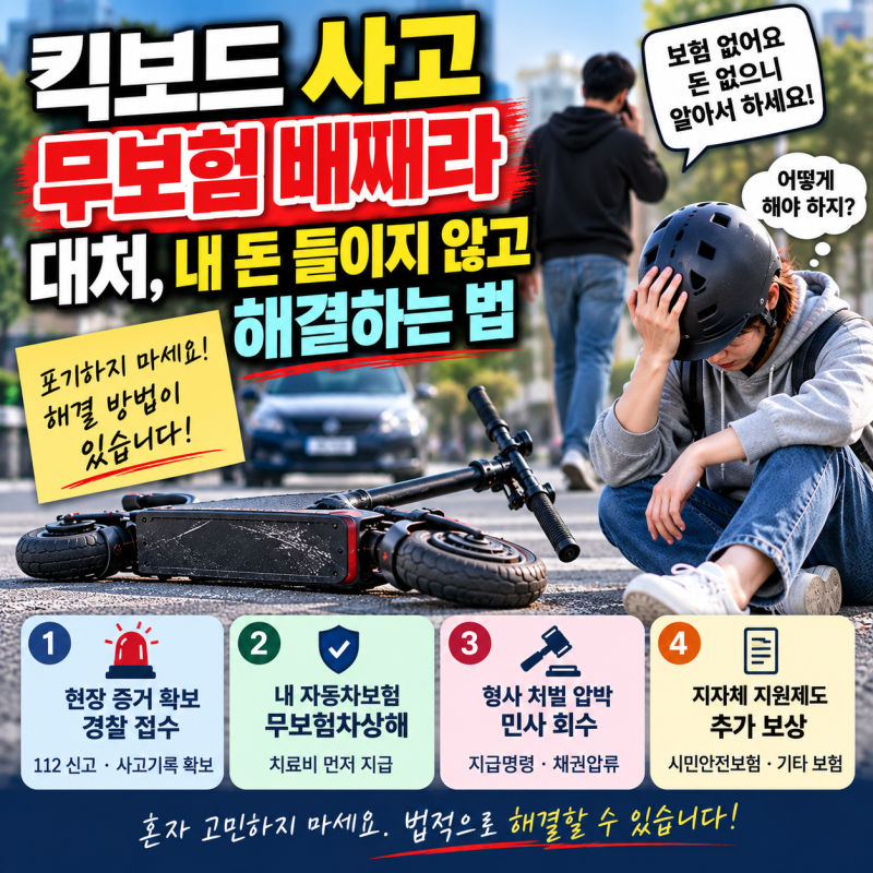 킥보드 사고 무보험 배째라 대처, 내 돈 들이지 않고 해결하는 법