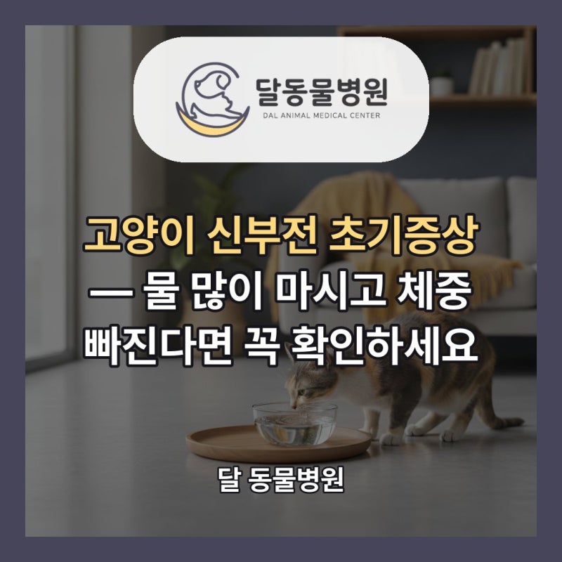 고양이 신부전 초기증상 6가지, 물 많이 마시고 체중이 빠진다면? - 청주 동물병원 달동물병....