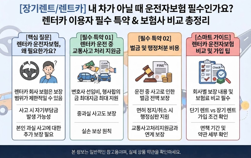 [장기렌트/렌트카] 내 차가 아닐 때 운전자보험 필수인가요? 렌터카 이용자 필수 특약 & 보험....