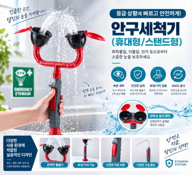 안구세척기 비상샤워기 눈세척기 전문 설치 세안기 업체 ｜화학물질 사고에 대비하는 안전....