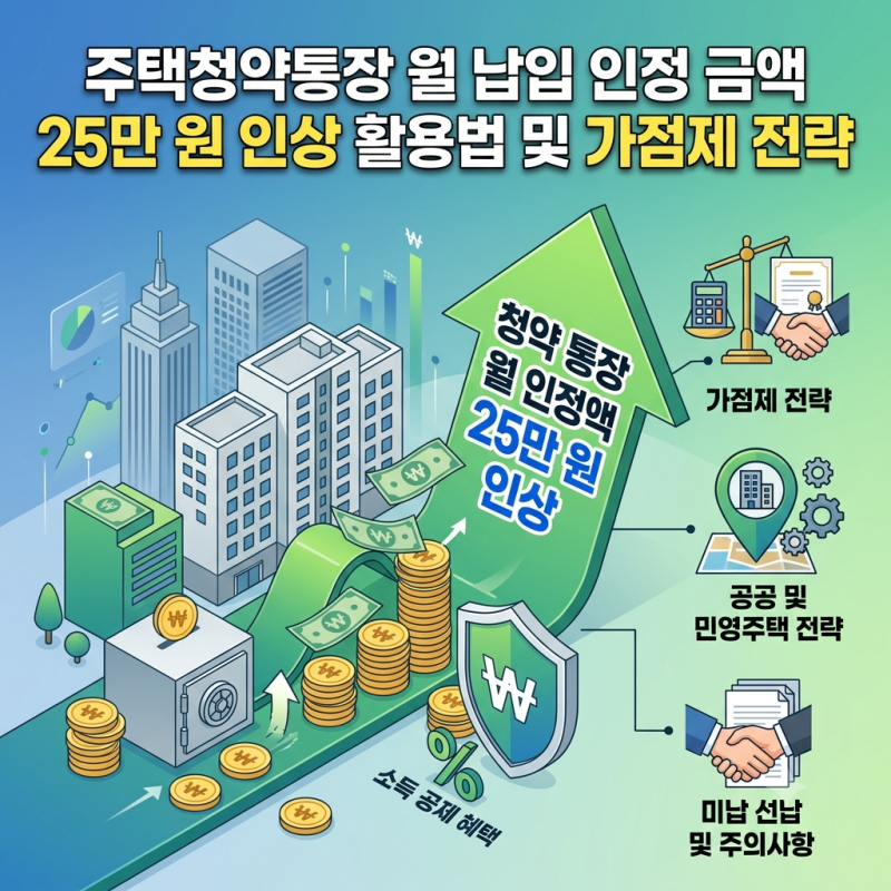 주택청약통장 월 납입 인정 금액 25만 원 인상 활용법 및 가점제 전략