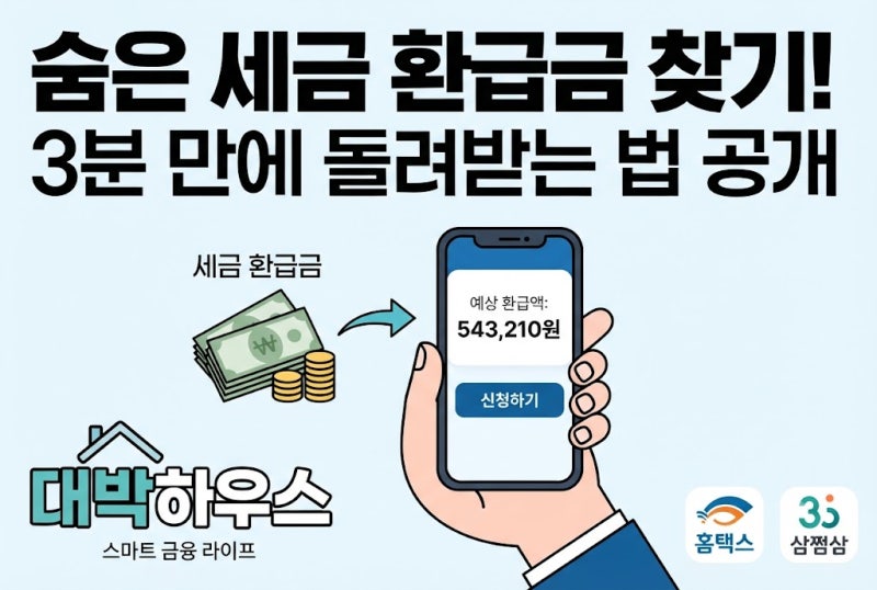 숨겨진 세금 환급금 찾기: '삼쩜삼' 및 홈택스 미환급 세액 조회·신청 가이드