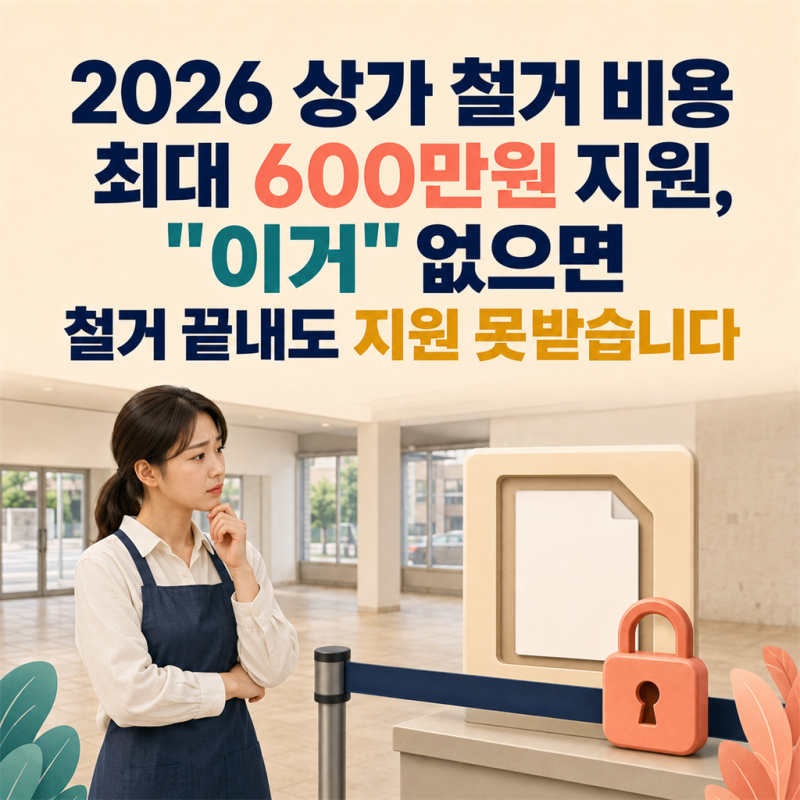 2026 상가 철거 비용 최대 600만원 지원, "이거" 없으면 철거 끝내도 지원 못 받습니다