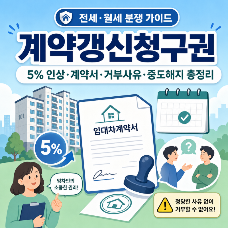 계약갱신청구권 전세·월세｜5% 계약서, 거부와 중도해지