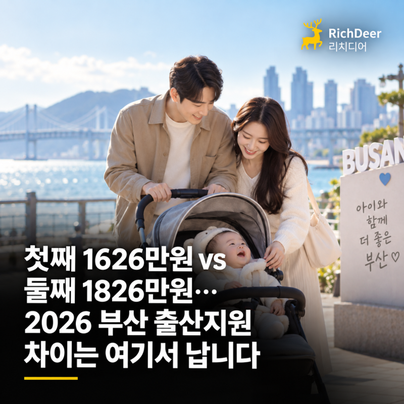 2026 부산 출산지원금, 첫째도 첫해 "최대 1626만원" 챙길 수 있습니다