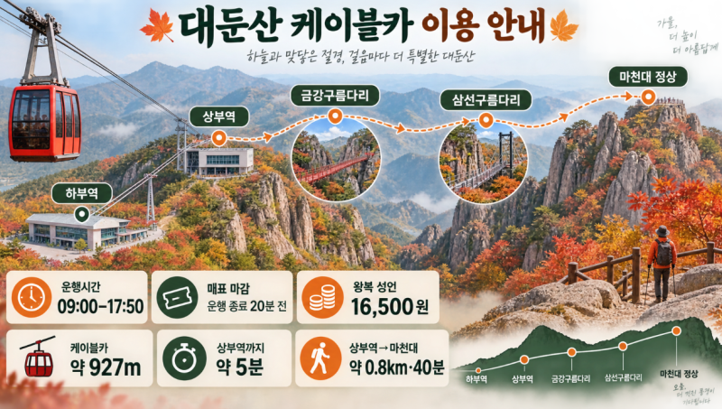 가을 산행, 가을 단풍 구경, 대둔산 케이블카만 타면 끝? 등산코스·주차·출렁다리 현실 후기