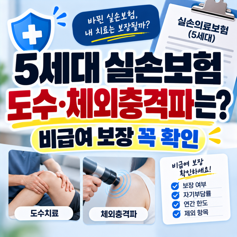 5세대 실손보험 도수치료·체외충격파 보장될까? 비급여 제외항목 총정리